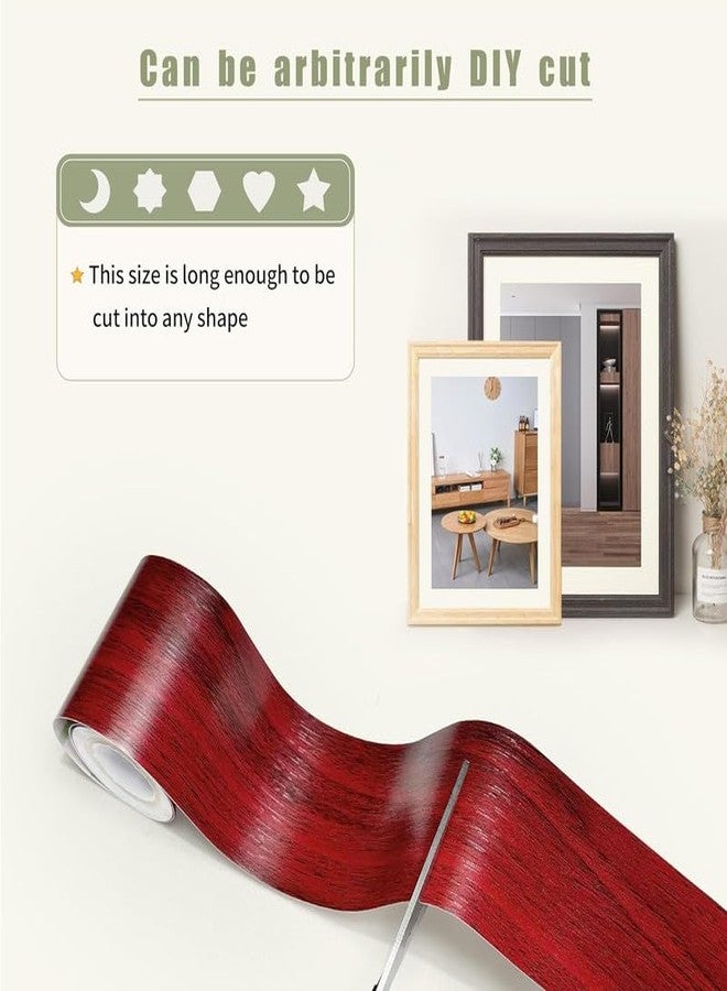 ONE2ONE ENTERPRISES ورق جدران خشبي بلون الكرز الأحمر من ONE2ONE ENTERPRISES، ورق لاصق خشبي سهل التقشير واللصق، مناسب لأسطح العمل، وحواف الجدران، وملصقات زوايا الجدران، وديكورات الجدران، مقاوم للماء، ذاتي اللصق، 6 × 240 بوصة - Image 2